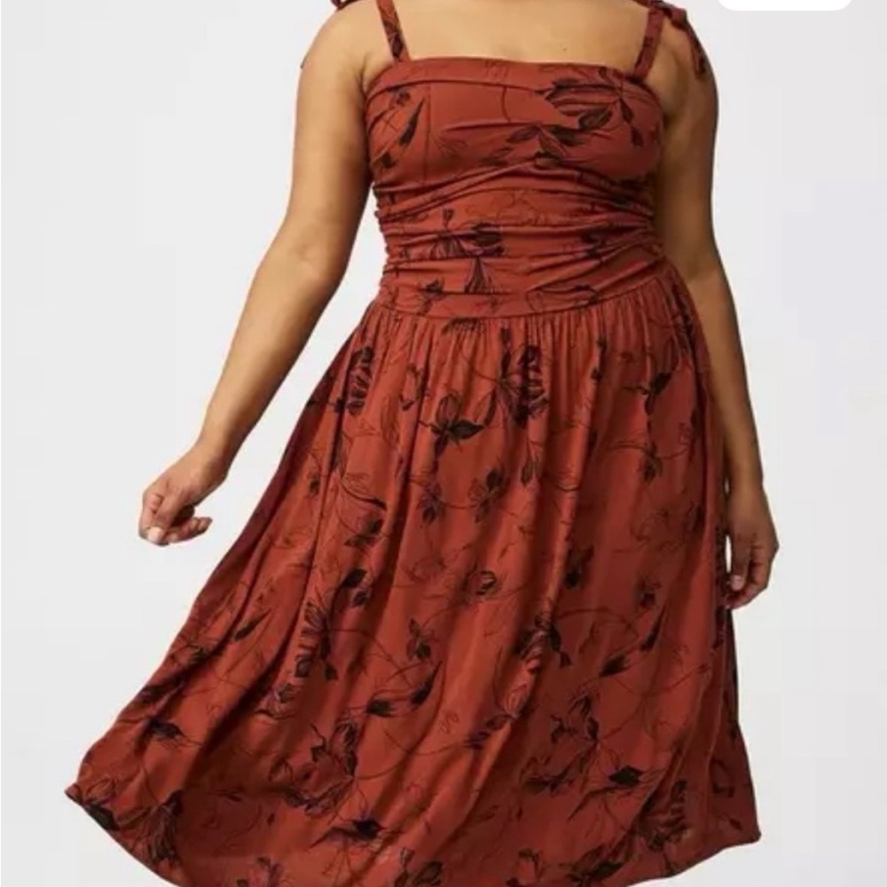 torrid Rust Floral-Print Midi Dress